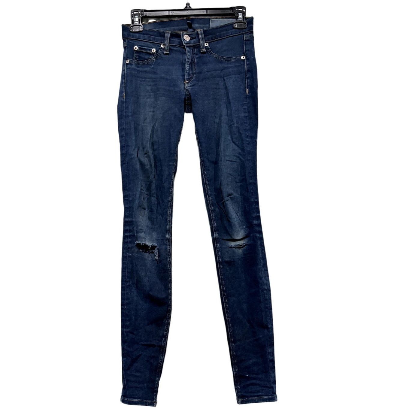 Rag & Bone RAG & BONE Dark Rinse Ripped Knee Leggings Jeans Sz 24 Size 24" / US 00 / IT 34 - 2 Thumbnail