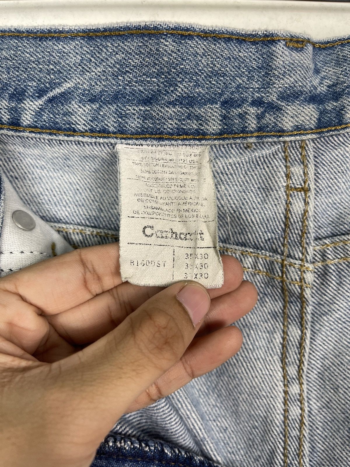 Carhartt Vintage 90s Carhatt Light Blue Ripped Denim Jeans Size US 37 - 16 Thumbnail