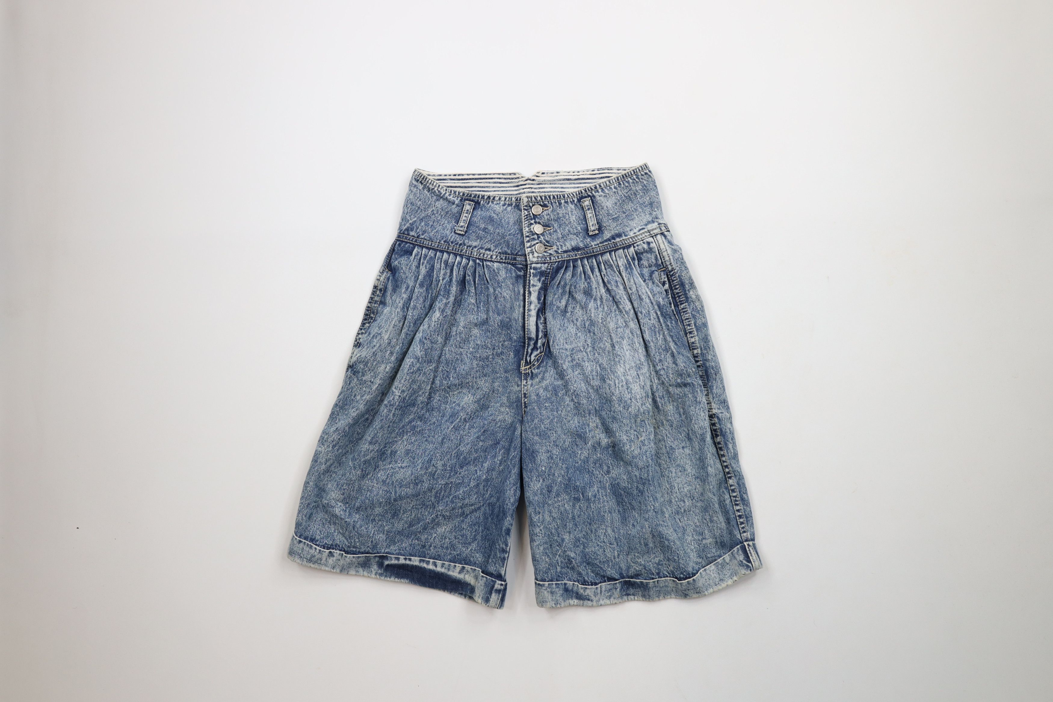 Vintage Vintage 80s Streetwear Acid Wash High Waisted Denim Shorts Size 32" / US 10 / IT 46 - 1 Thumbnail
