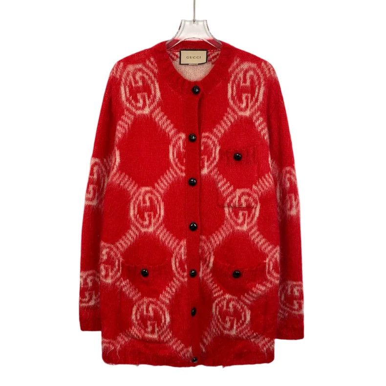 Gucci Gucci Red logo full-printed horsehair knitted long-sleeved Size US XS / EU 42 / 0 - 1 Thumbnail