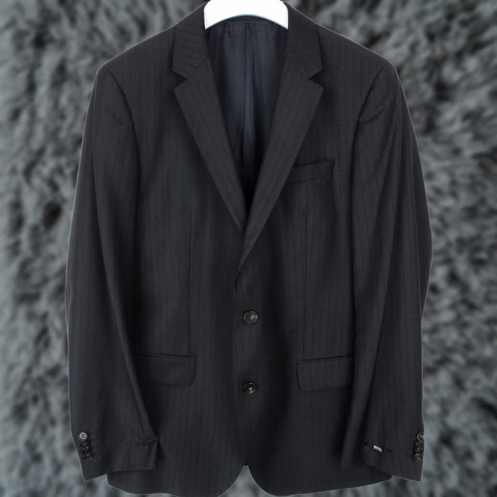 Hugo Boss Hugo Boss Huge/Genius Slim Fit Blazer Men's US 40R Wool Pinstriped Notch Lapel Size 40R - 1 Thumbnail