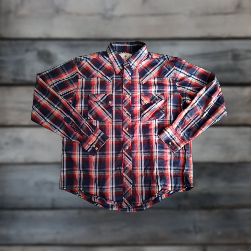 Wrangler Wrangler Plaid Long Sleeve Shirt for Men, Size L, Multicolor Retro Western Snap Closure Size US L / EU 52-54 / 3 - 1 Thumbnail
