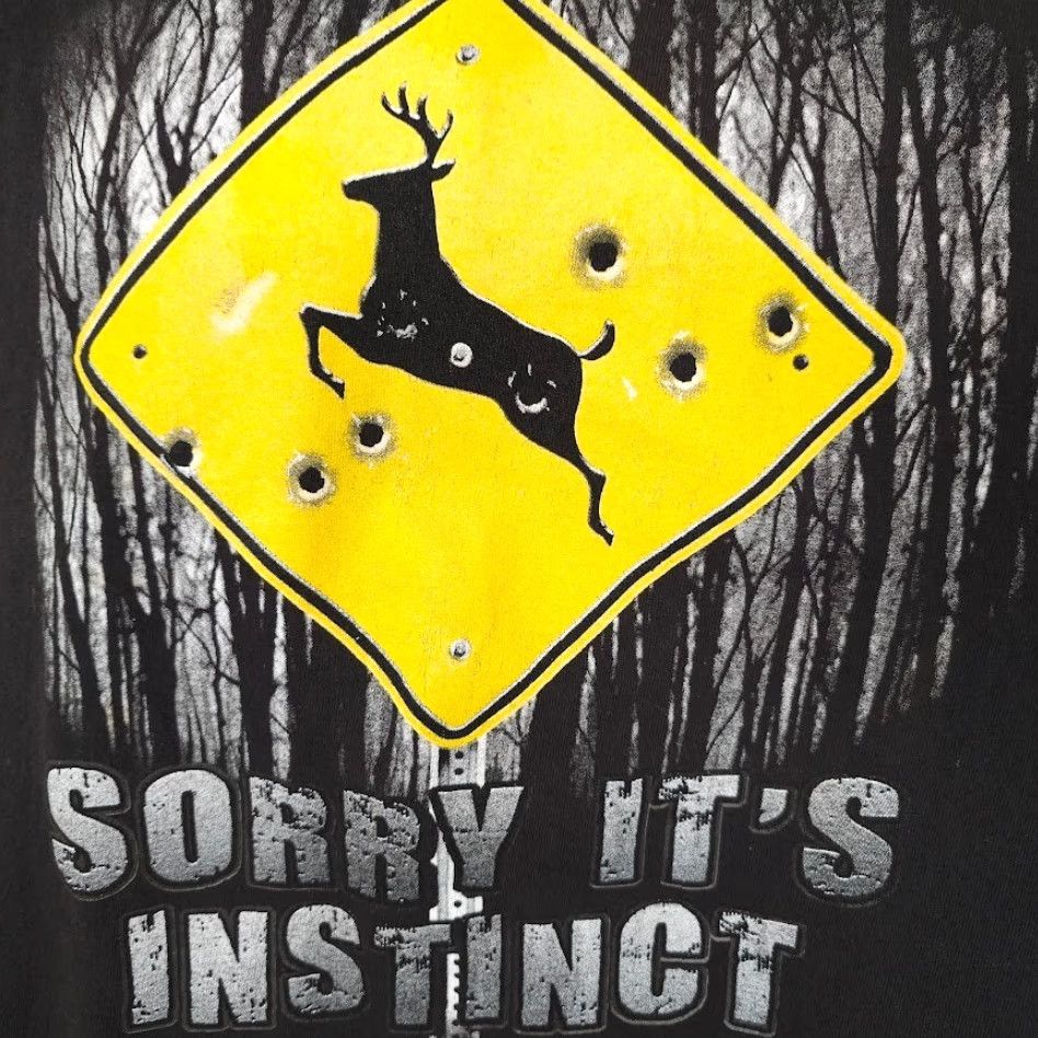 Delta Delta Deer Hunting T Shirt Mens XL Black Sorry Its Instinct Funny Humor Joke Mens XL Black Delta Deer Hunting T Shirt Funny Joke Size US XL / EU 56 / 4 - 3 Thumbnail