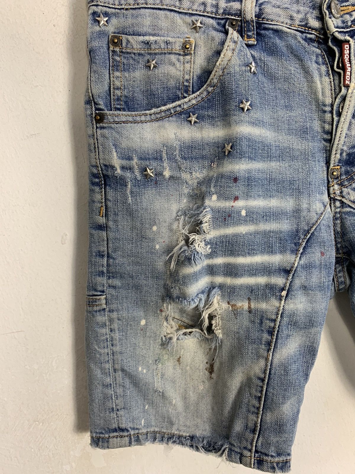 Dsquared2 Trashed Dsquared2 Caten Twins Star Stud Faded Indigo Denim Size US 33 - 5 Thumbnail