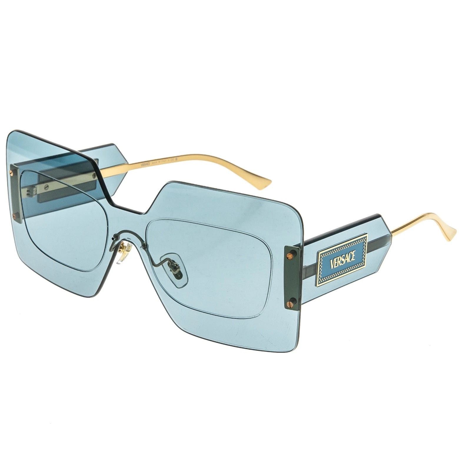 Versace VERSACE VE2277 DAMIER PLAQUE 2277 Blue Unisex Mask Sunglass Size ONE SIZE - 4 Thumbnail