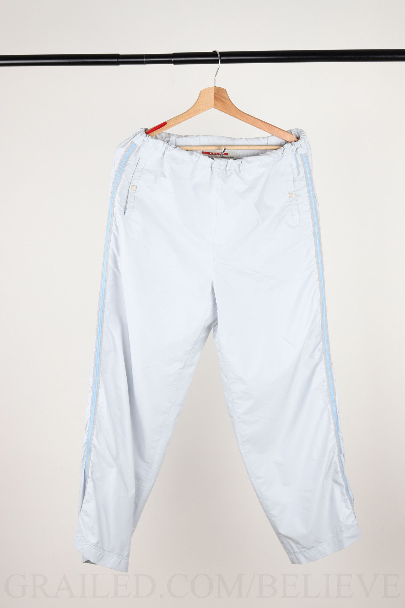 image of Prada Pants Nylon Red Tab Luna Rossa Logo 154 in White, Women's (Size 30)