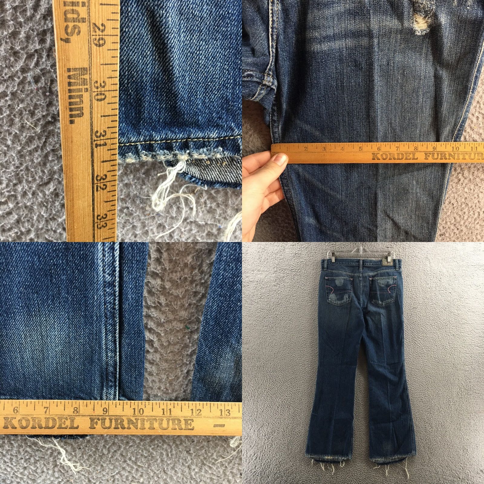 Vintage American Eagle Jeans Boots Blue Favorite Fit Cotton Mid Rise Denim Womens 12 Size 34" / US 12 / IT 48 - 9 Thumbnail