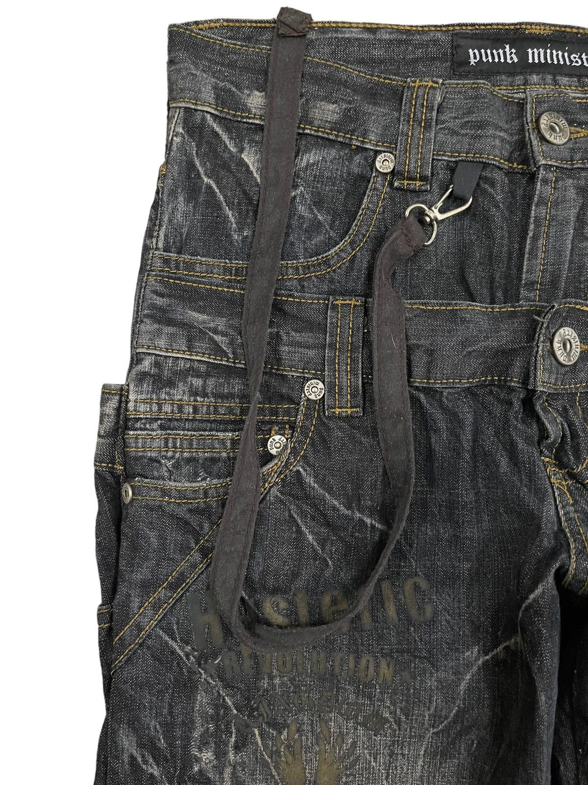 If Six Was Nine Vintage Japan Punk Ministry Double Waist Bondage Style Jeans Size US 31 - 11 Thumbnail
