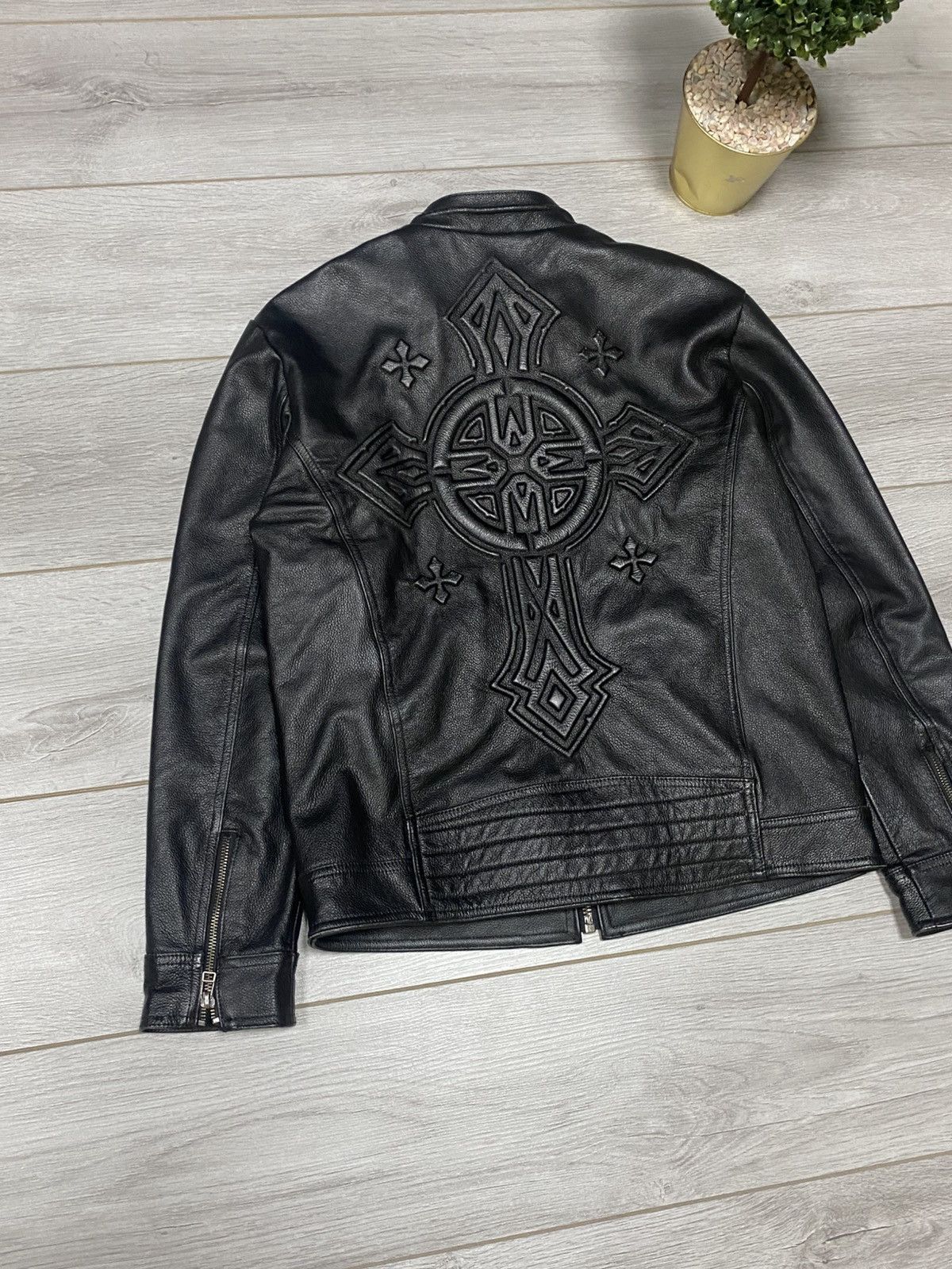 Affliction Affliction style big 3d cross Affiliation leather jacket Size US M / EU 48-50 / 2 - 2 Thumbnail