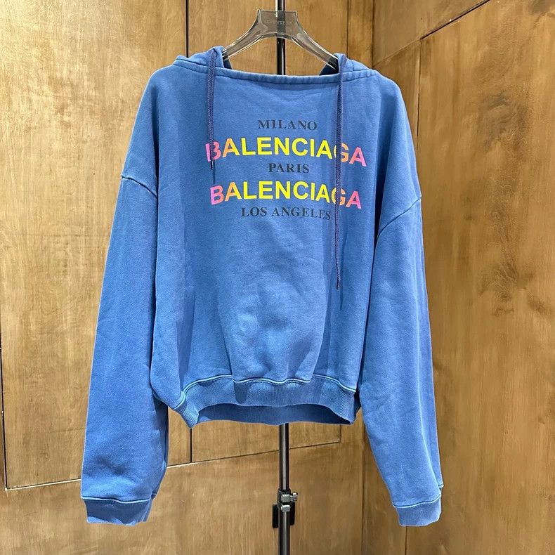 Balenciaga Balenciaga Smog blue letter logo hooded sweater Size US S / EU 44-46 / 1 - 1 Thumbnail