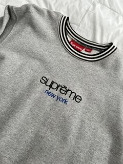 Supreme Supreme Classic Logo Striped Rib Crewneck | Grailed