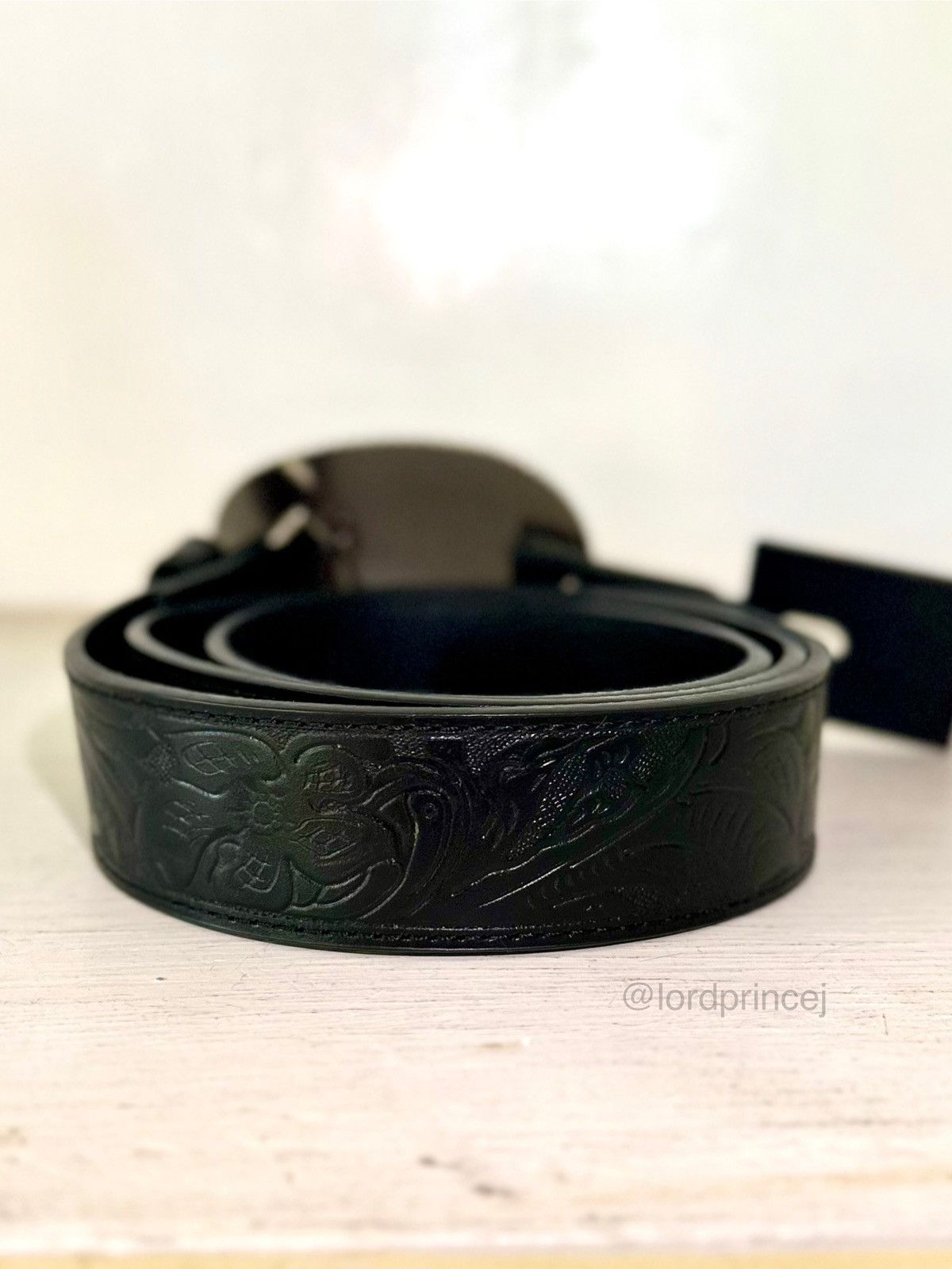 Nike Nike Country Men's Plaque Buckle Embossed Leather Belt Size 34 - 2 Thumbnail