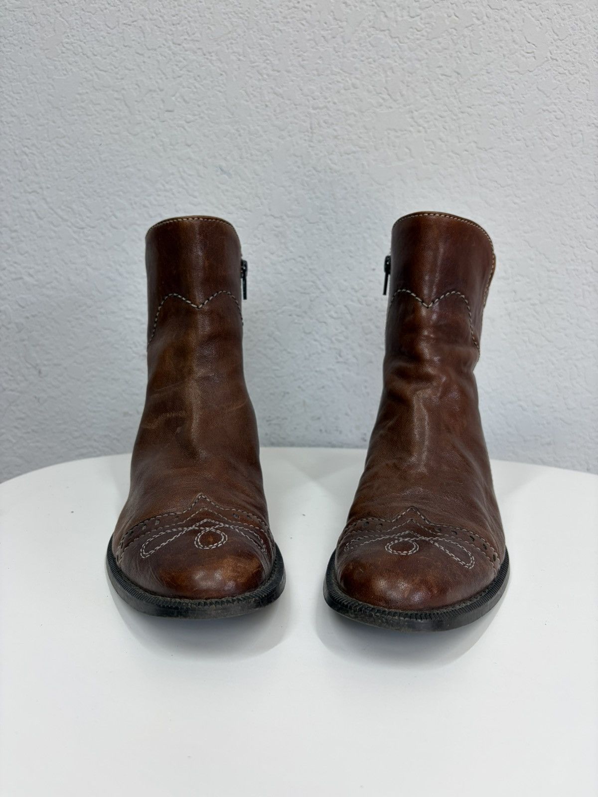 If Six Was Nine Vintage Y2K Guidi CCP Style Distressed Leather Biker Boots Size US 7 / EU 40 - 10 Thumbnail
