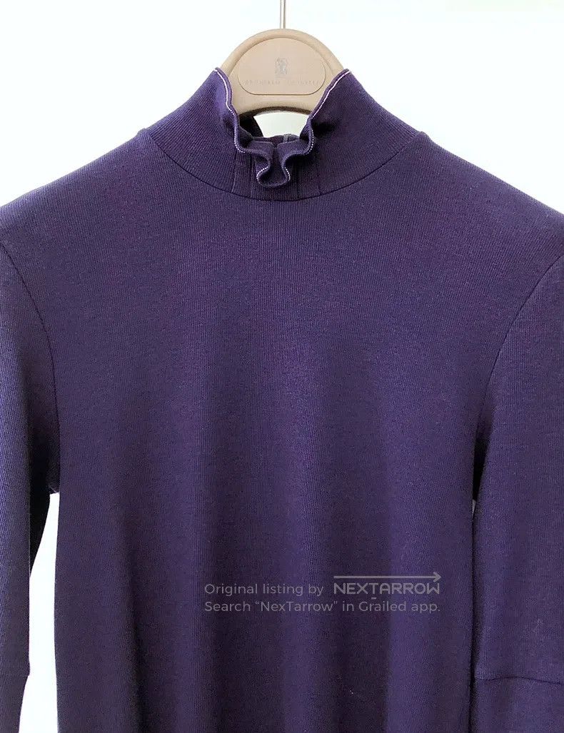 Brunello Cucinelli Brunello Cucinelli Beaded Collar Bud Neck T-Shirt Size L / US 10 / IT 46 - 3 Thumbnail
