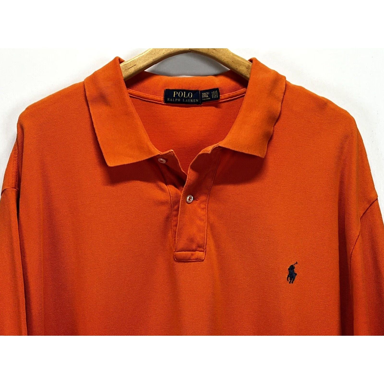 Ralph Lauren VINTAGE Polo Ralph Lauren Polo Shirt Big & Tall 3XLT Men Orange Knit Collar Short Sleeve - with Flaws Size US XXL / EU 58 / 5 - 3 Thumbnail