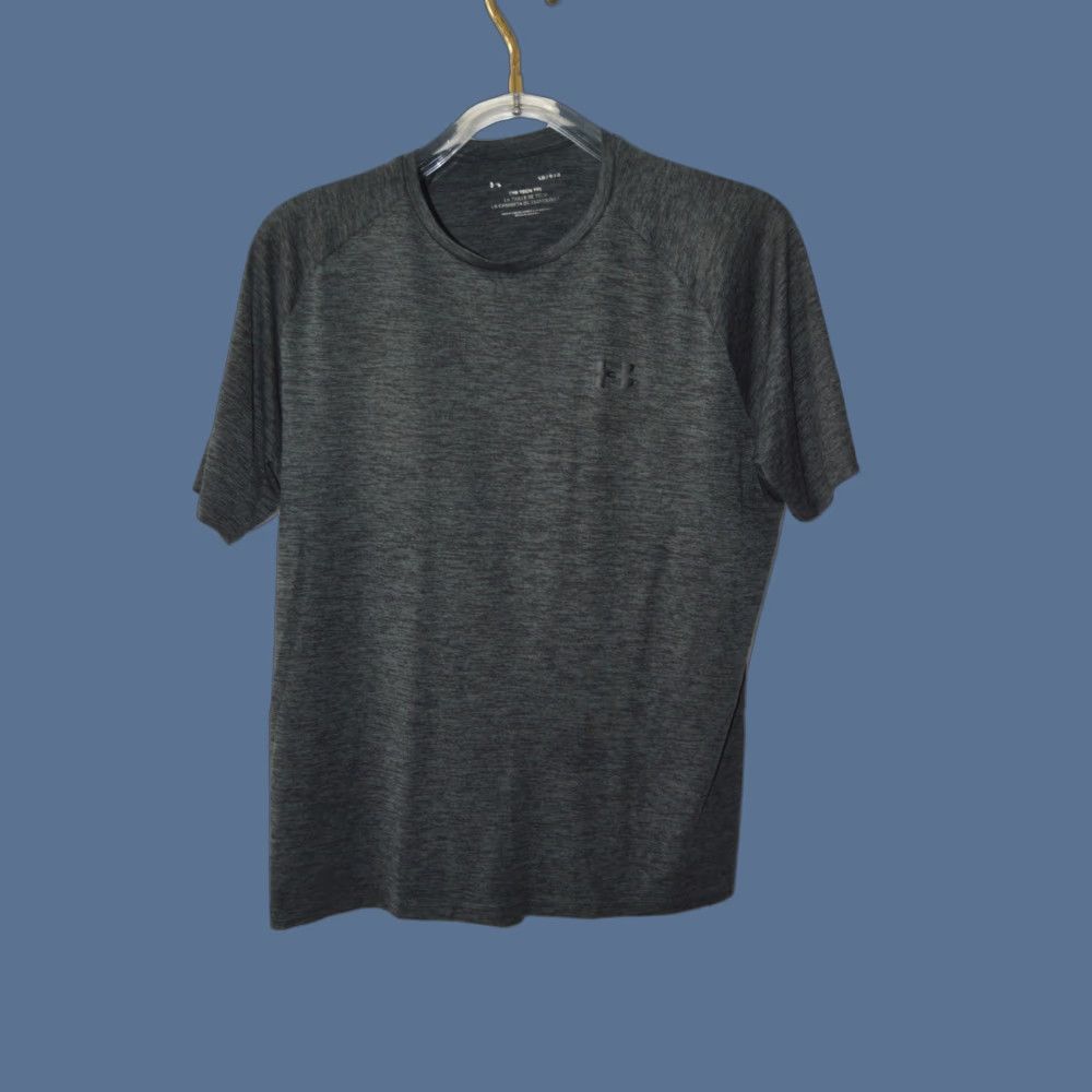 Under Armour Under Armour Tech Tee Mens Heathered Gray T Shirt Size Large L Shirt Mens L Gray Logo Breathable All Seasons Sports Summer Spring Fall Size US L / EU 52-54 / 3 - 1 Thumbnail