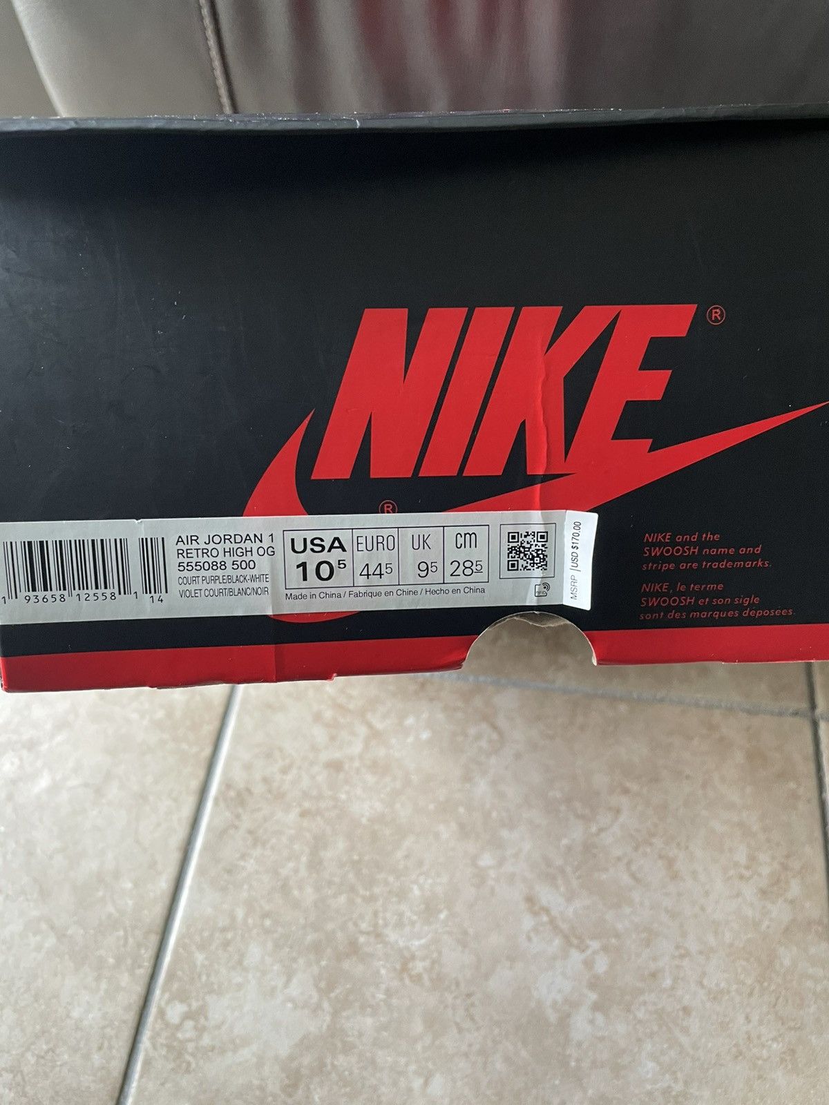 Jordan Brand AIR JORDAN 1 RETRO HIGH OG/ COURT PURPLE Size US 10.5 / EU 43-44 - 7 Thumbnail