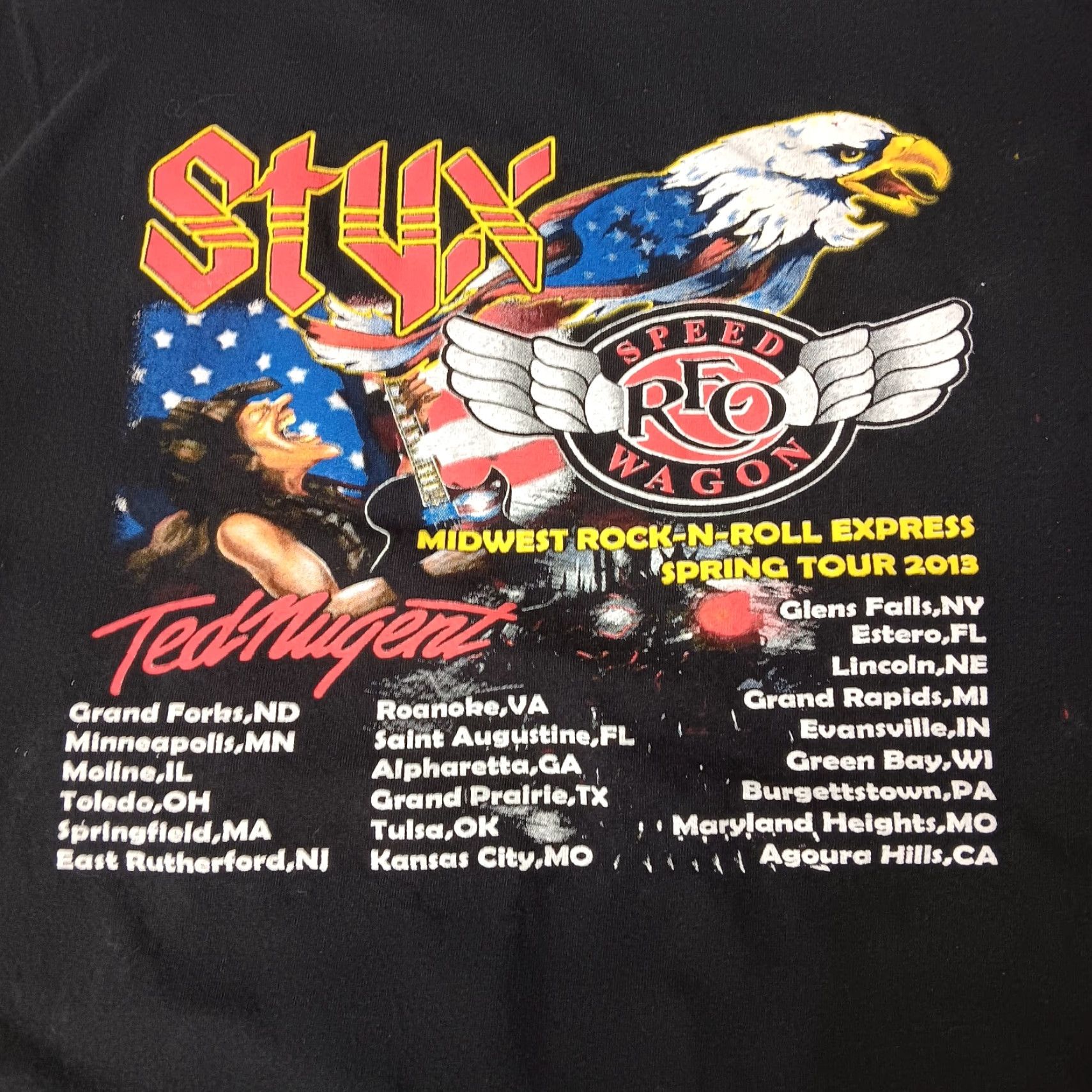 Vintage Reo Speedwagon Styx Ted Nugent Tour Shirt 2XL Midwest Rock n Roll Bands 2013 Size US XXL / EU 58 / 5 - 4 Thumbnail