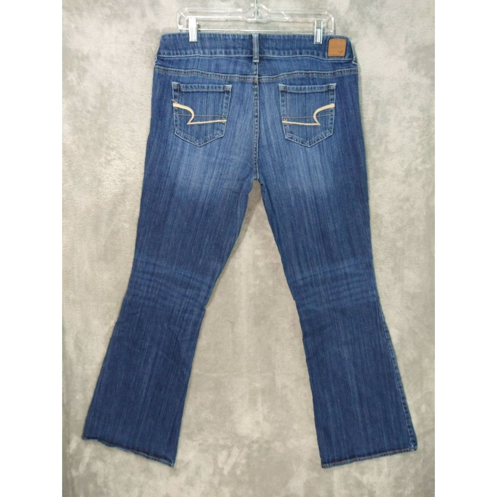 Vintage American Eagle Jeans Women 14 Blue Denim Artist Flare Dark Wash Mid Rise Boho Womens 14 Blue Denim Flared Jeans Size 36" / US 14 / IT 50 - 2 Thumbnail