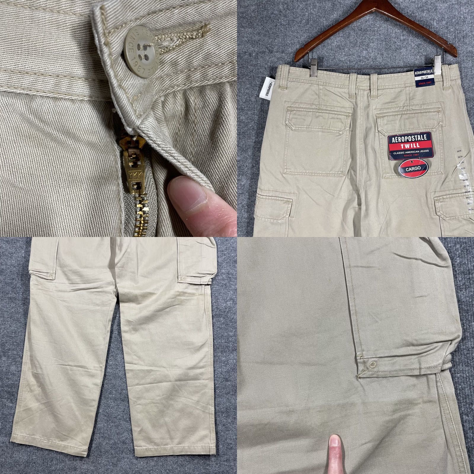 Vintage VINTAGE Aeropostale Cargo Pants Men's 36x32 Beige Heavy Cotton Loose Baggy Y2K Size US 36 / EU 52 - 8 Thumbnail