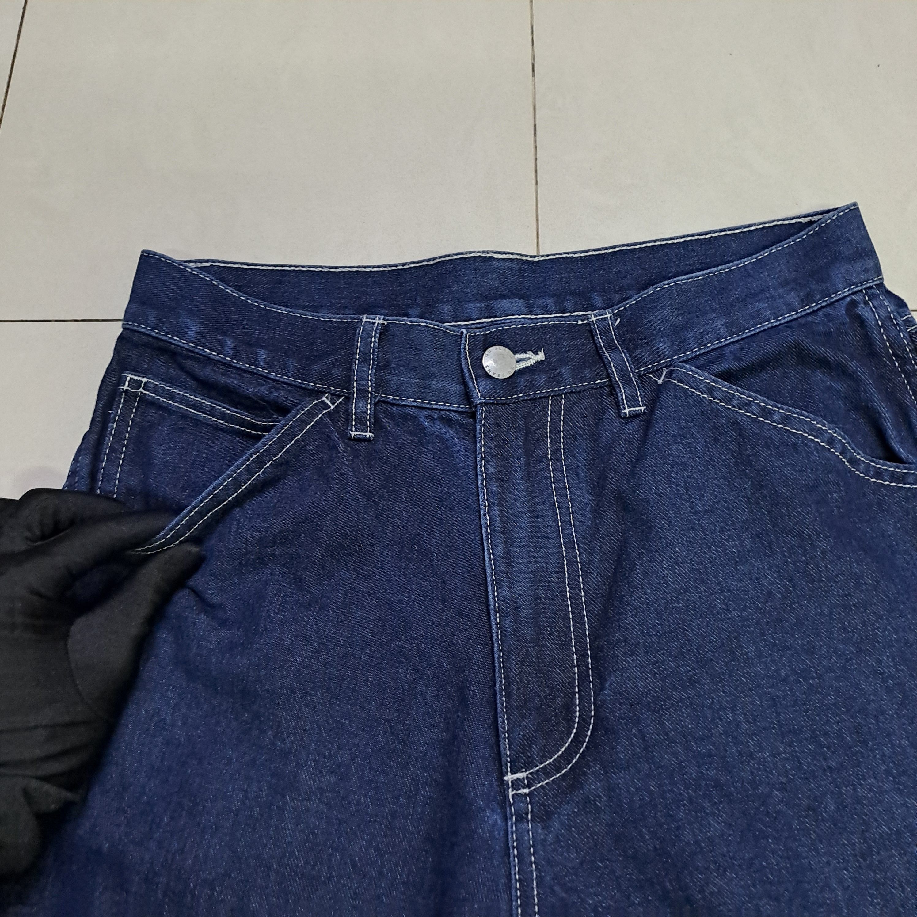 GU GU Contrast Stitches Baggy Jeans Size US 29 - 3 Thumbnail