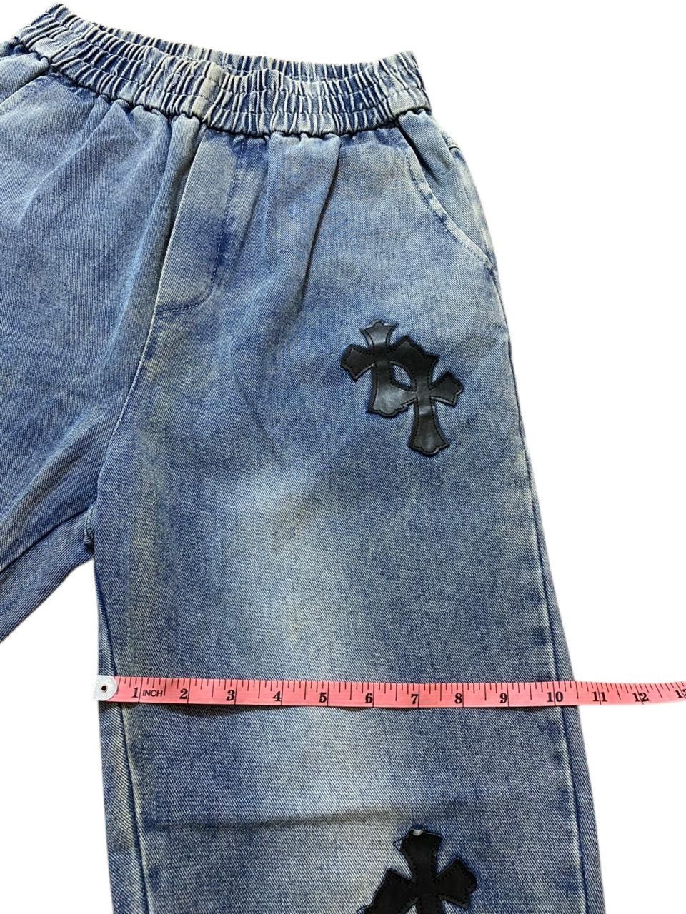 Japanese Brand 2000s Japanese Patchwork Chrome Heart Style Faded Jeans Size US 27 - 4 Thumbnail