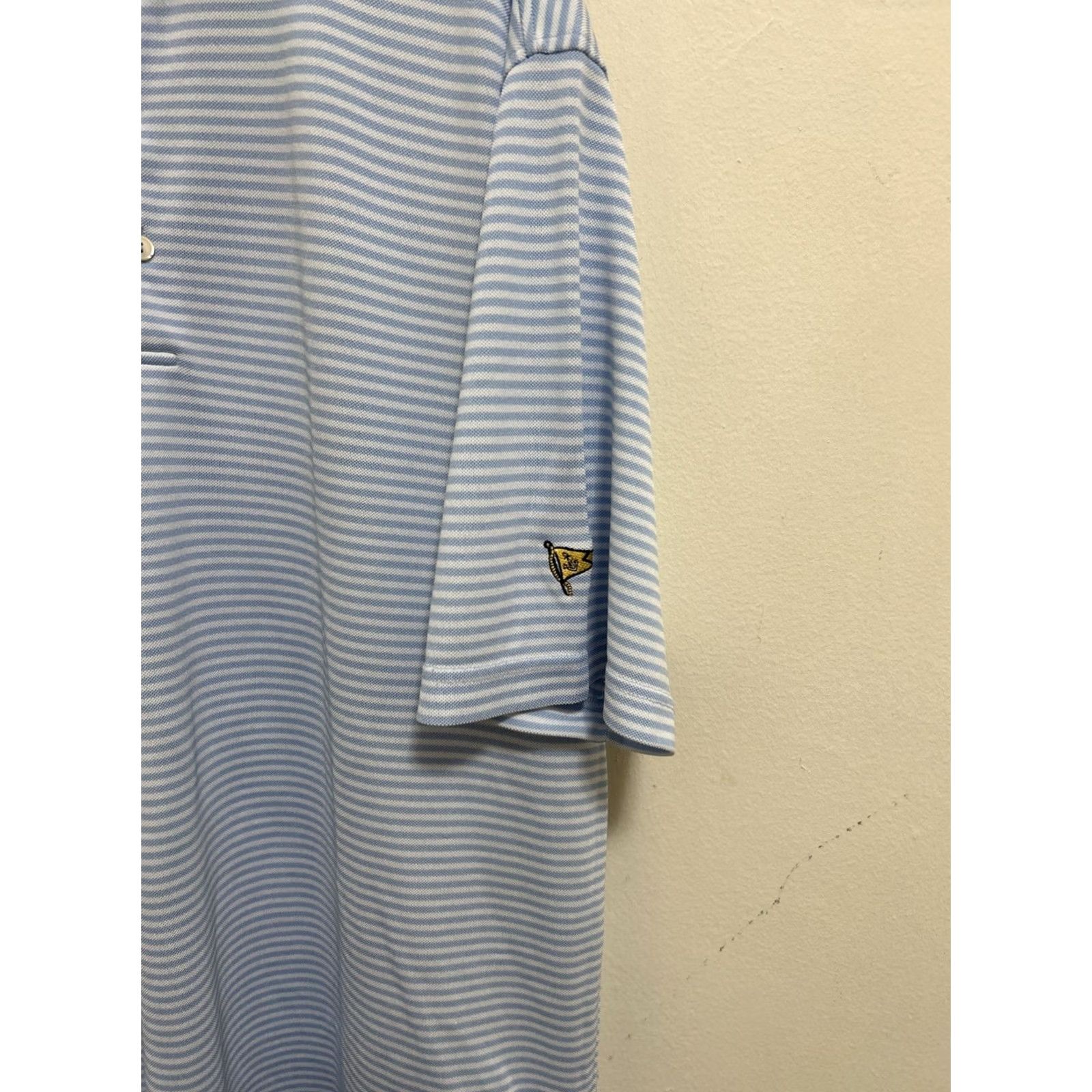 Peter Millar VINTAGE Peter Millar Summer Comfort Polo Shirt Mens L Blue White Striped S/S Polo Shirt Size US L / EU 52-54 / 3 - 5 Thumbnail