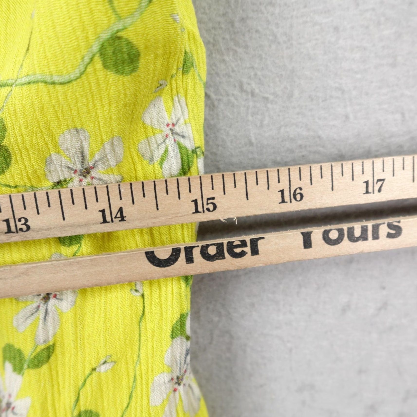 Alice + Olivia Alice + Olivia Dress Womens 6 Yellow Floral Ruffle Fit & Flare Short Sundress Size 28" / US 6 / IT 42 - 7 Thumbnail