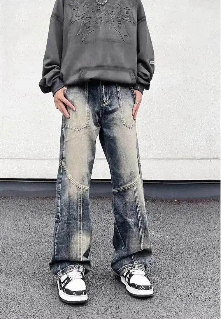 Japanese Brand Retro loose fitting wide leg patchwork jeans Size US 32 / EU 48 - 1 Thumbnail