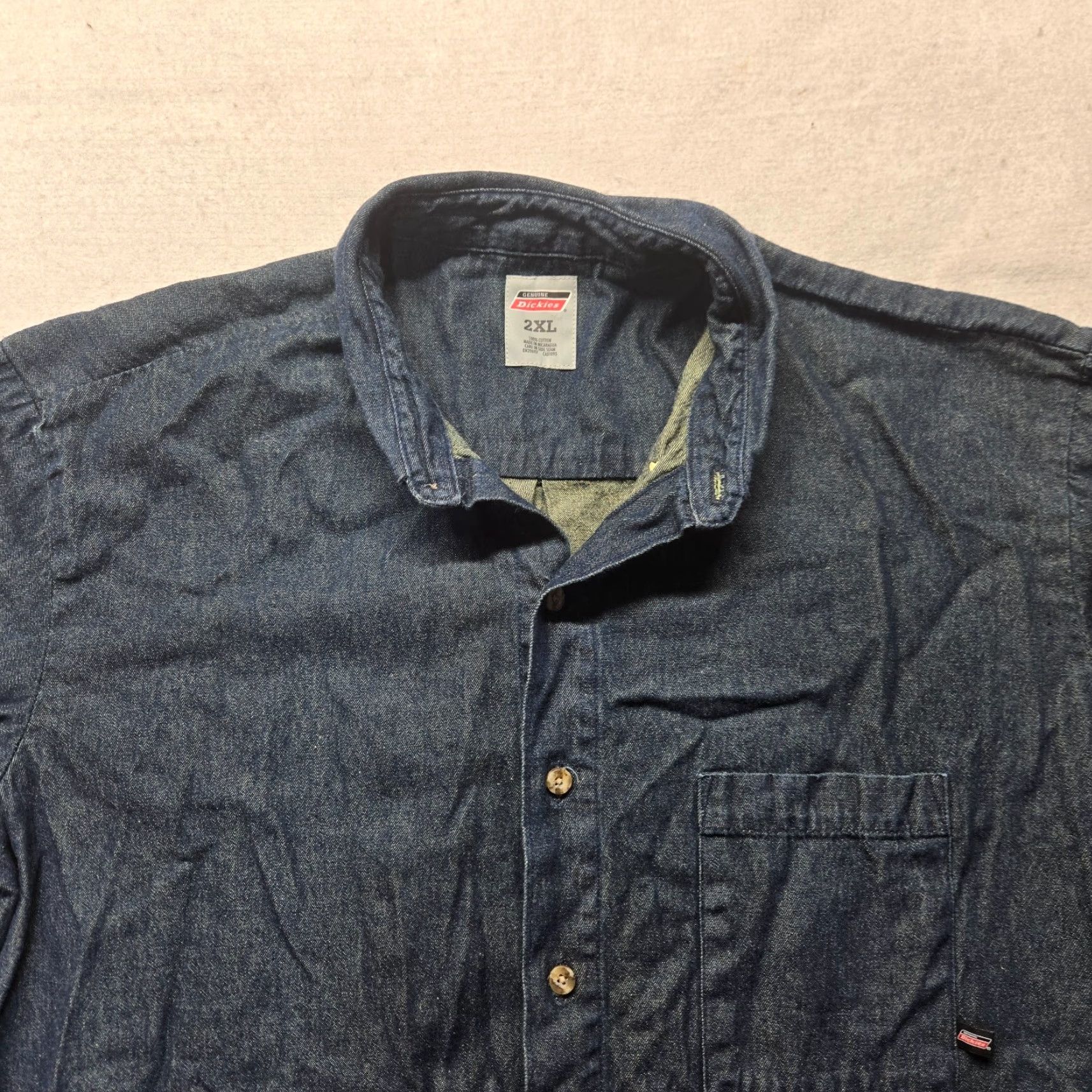 Dickies Dickies Denim Shirt Blue Long Sleeve Button Up Heavy Cotton 2XL Men's Casual Work Shirt Size US XXL / EU 58 / 5 - 2 Thumbnail
