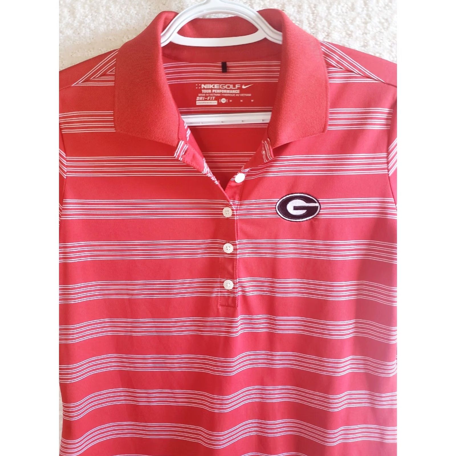 Nike Nike Shirt Womens M Red Golf Tour Performance Georgia Bulldogs Women Striped Polo Size M / US 6-8 / IT 42-44 - 3 Thumbnail