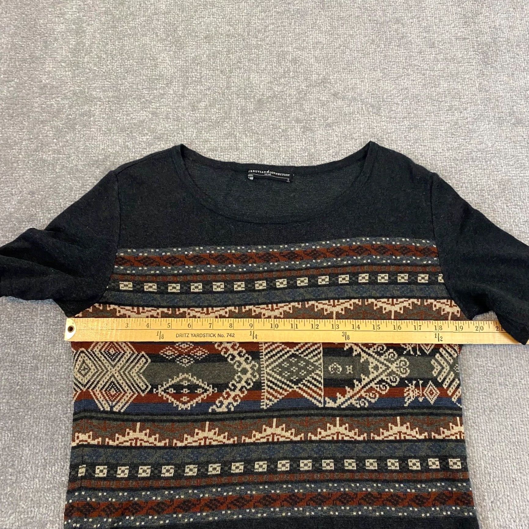Vintage PERUVIAN CONNECTION Shirt Womens Small Charcoal Gray Aztec Pima Size S / US 4 / IT 40 - 4 Thumbnail