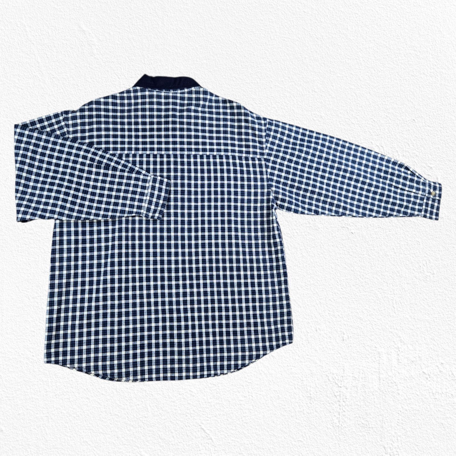 Basic Editions Y2K Fall Embroidered Gingham Shirt Navy Plaid Size Large Size L / US 10 / IT 46 - 9 Thumbnail