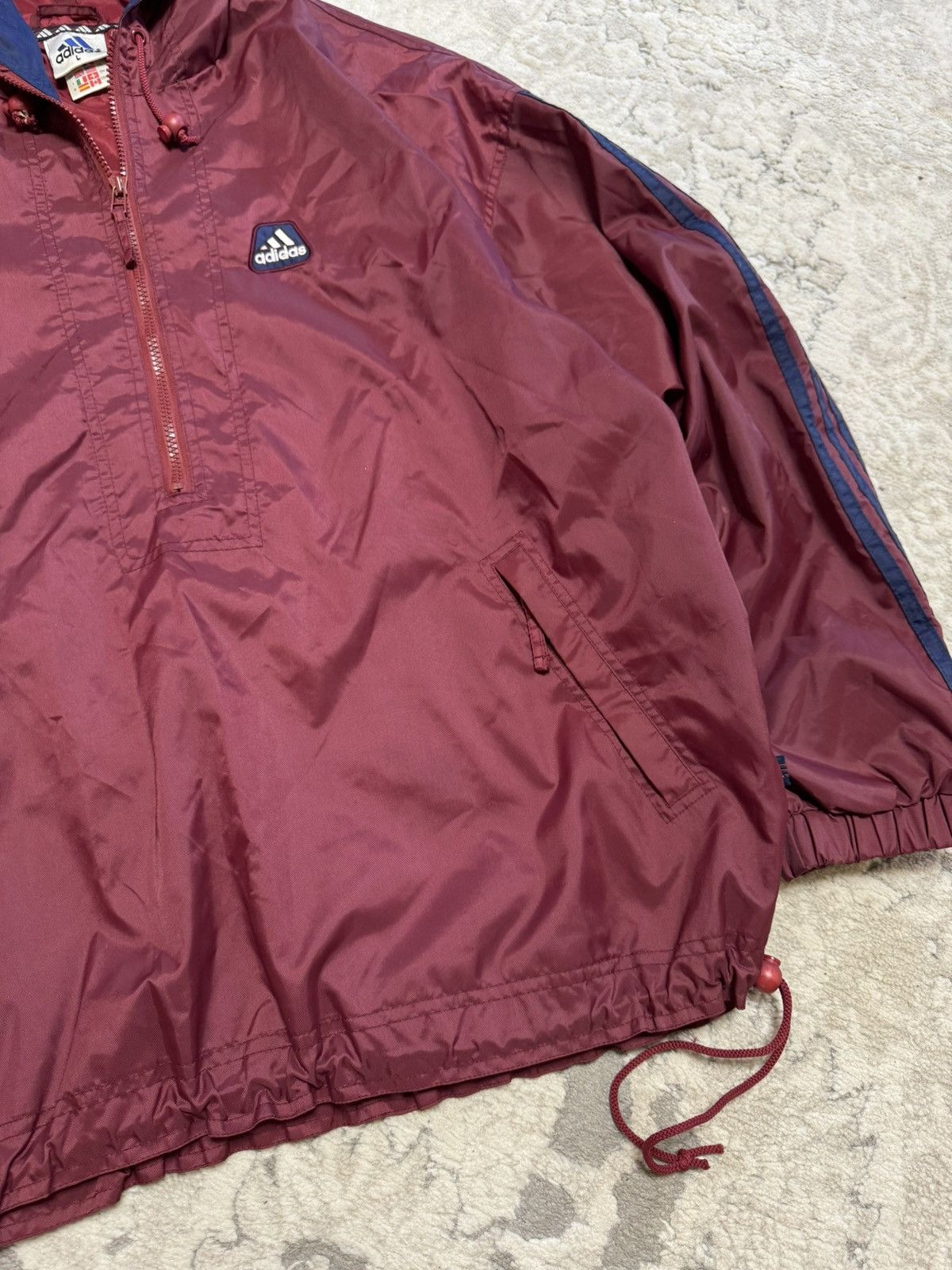 Adidas × Vintage Vintage Adidas Burgundy Anorak Nylon Jacket Size US XL / EU 56 / 4 - 6 Thumbnail