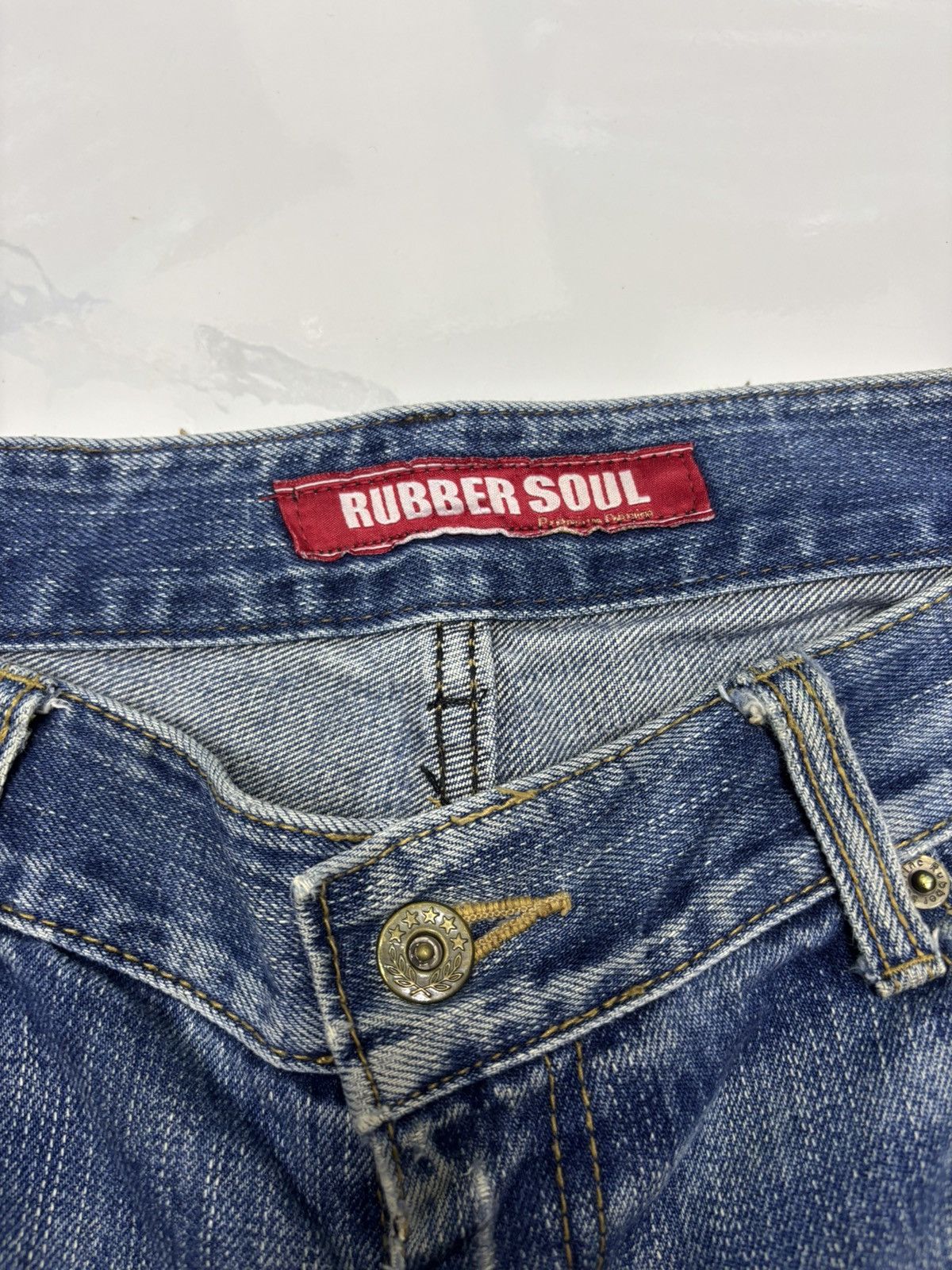 Japanese Brand × Jean × Vintage Vintage Rubber Soul Thrashed Rips Distressed Denim Jeans Size US 36 / EU 52 - 9 Thumbnail