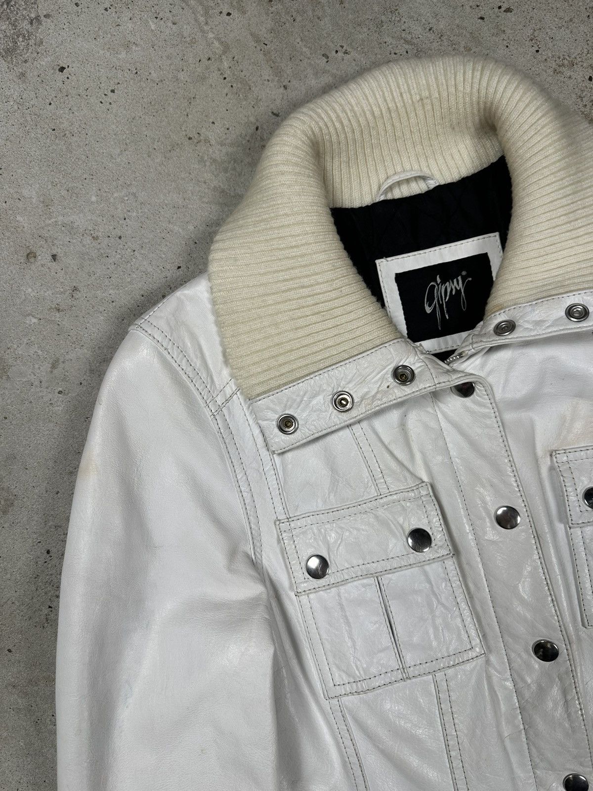 Japanese Brand Vintage Y2K Real Leather White Utility Coat Jacket Size M / US 6-8 / IT 42-44 - 10 Thumbnail