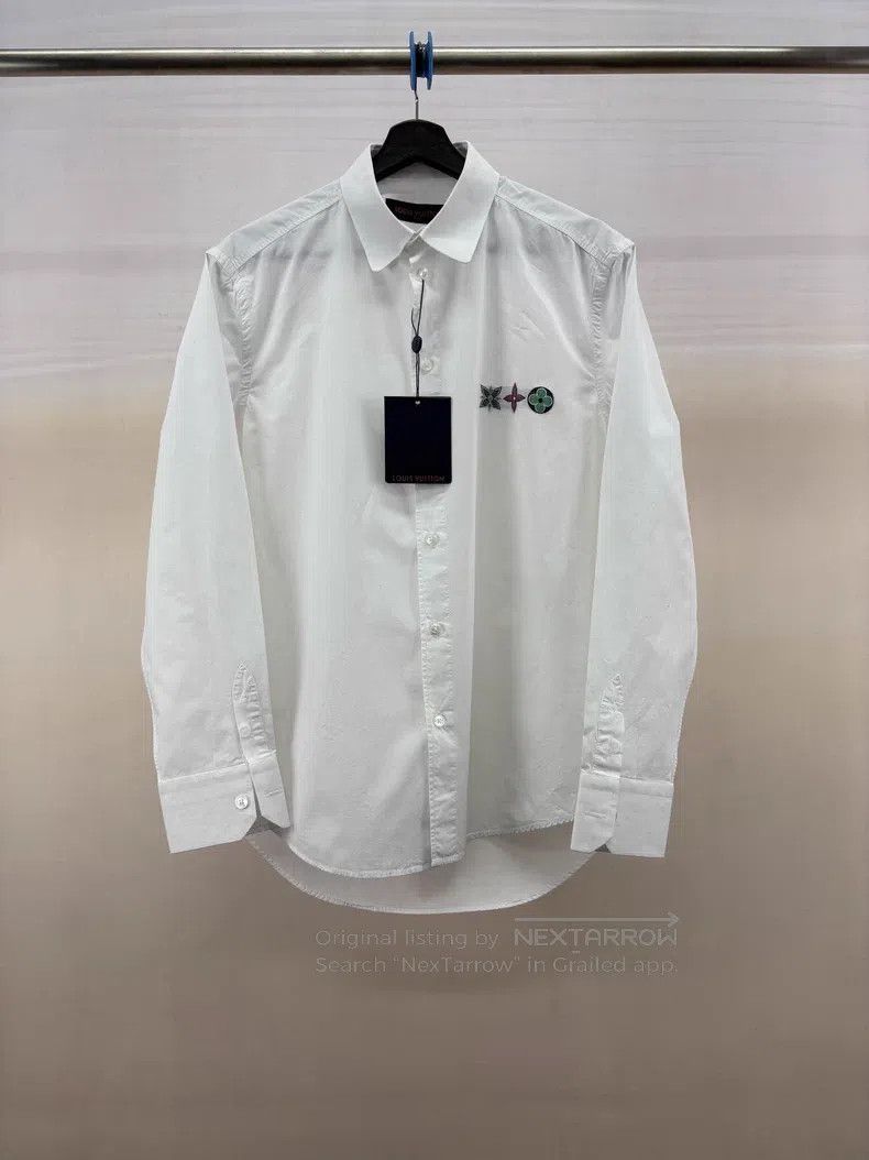 Louis Vuitton Louis Vuitton Three-flower embroidered white shirt Size US S / EU 44-46 / 1 - 1 Thumbnail