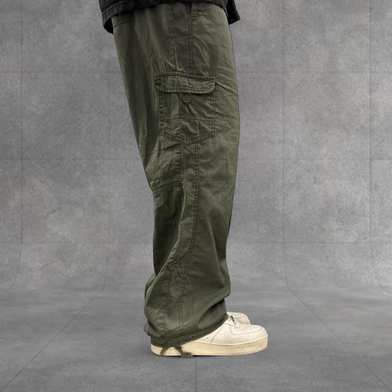 Vintage Crazy Vintage Y2K/2000s Super Baggy Grey Cargo Pants With Adjustable Waist! Size US 34 / EU 50 - 2 Thumbnail