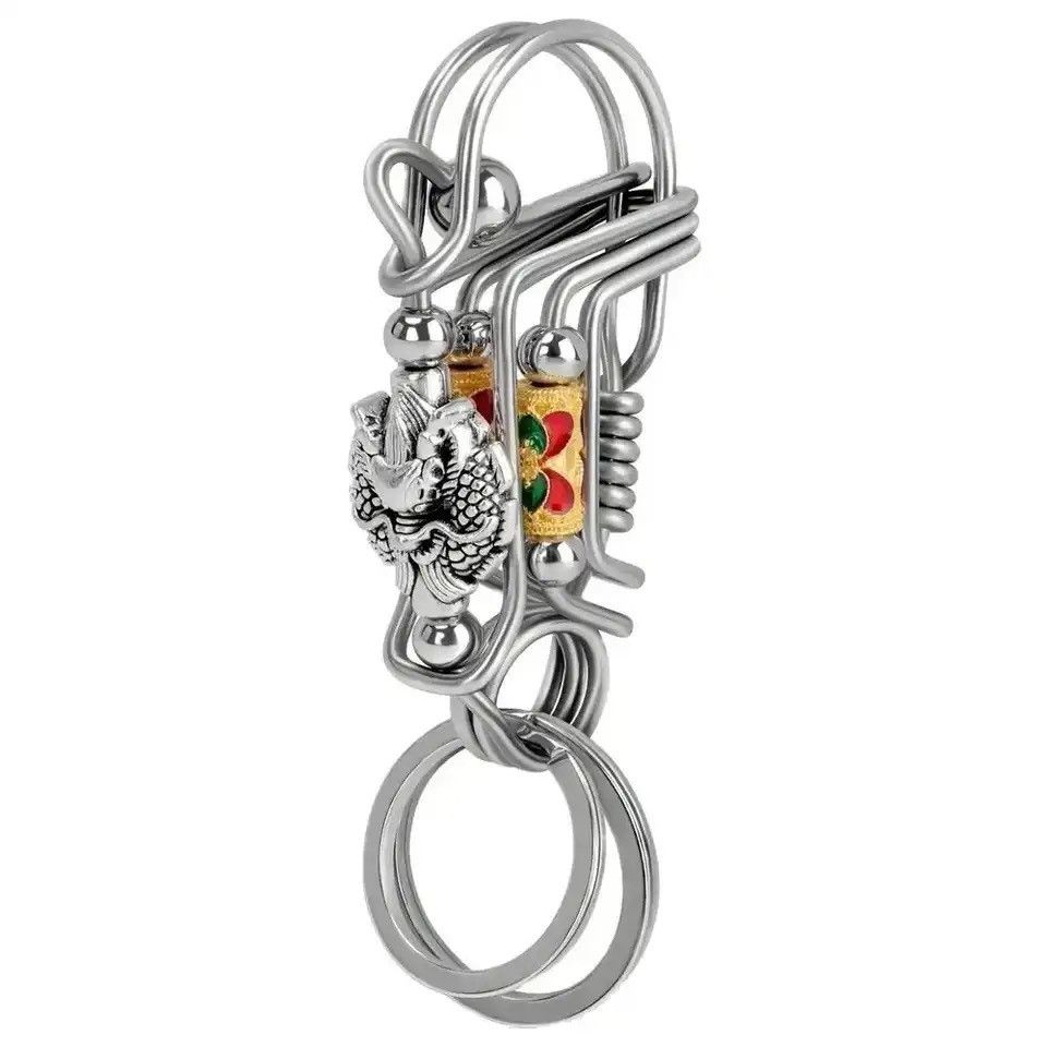 Vintage Retro Round Dragon Head Keychain Size ONE SIZE - 1 Thumbnail