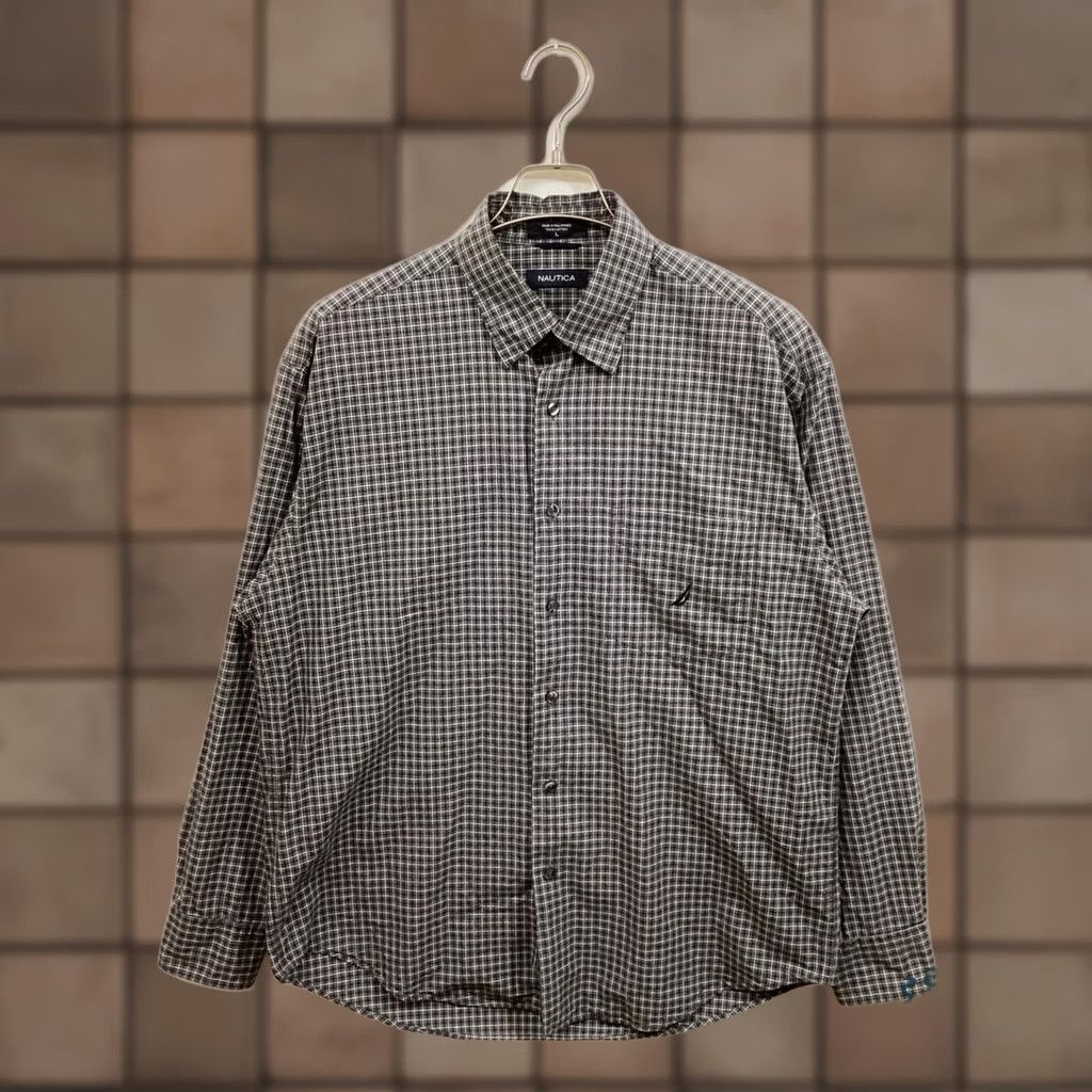 Nautica NAUTICA Checkered Shirt Gray Men L Button-Up Size US L / EU 52-54 / 3 - 1 Thumbnail
