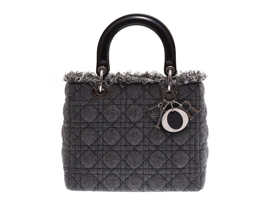 image of Dior Enamel 2Way Handbag Gray/black, Women's