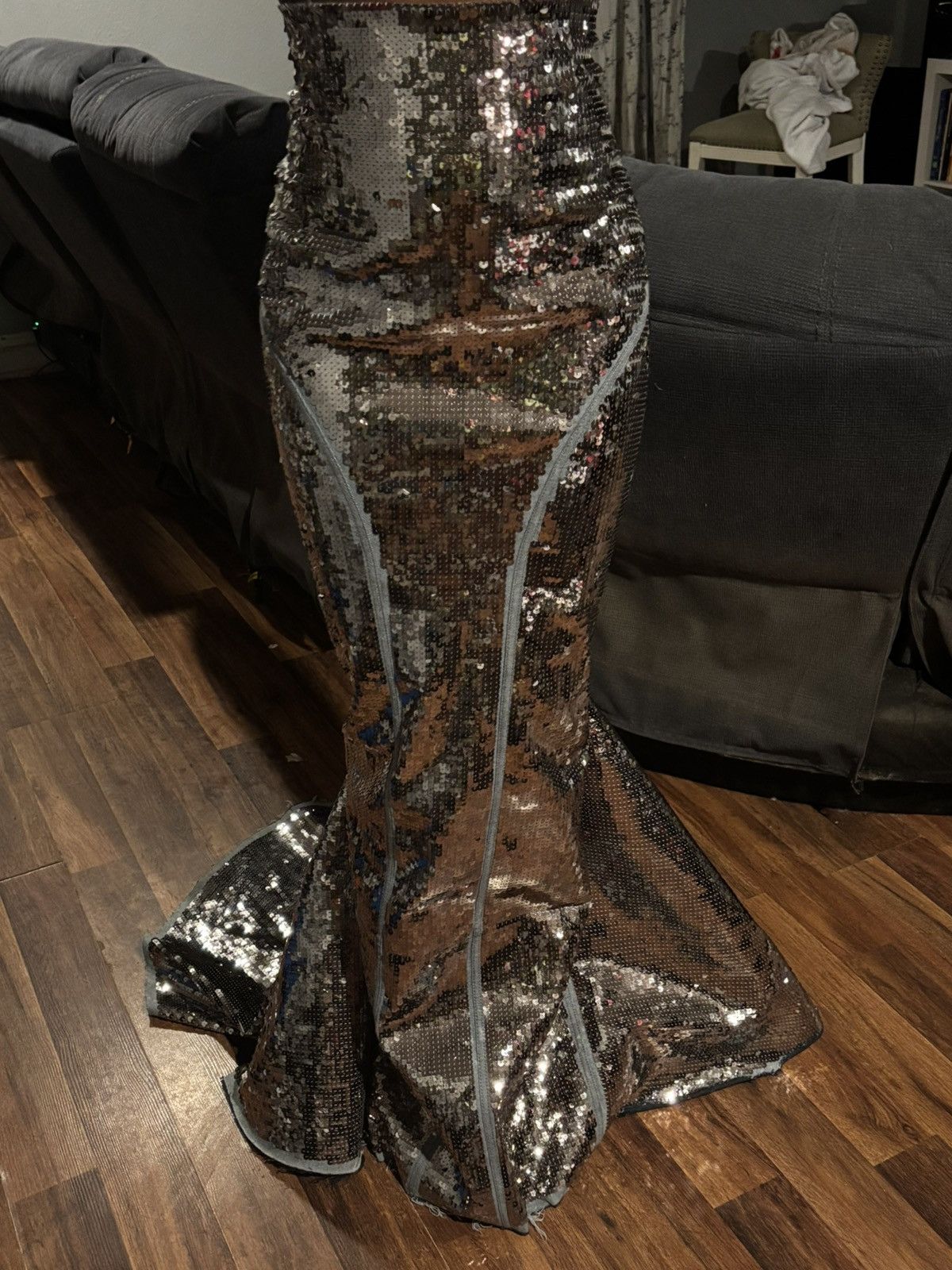 Rick Owens Silver maxi sequin skirt Size 27" / US 4 / IT 40 - 5 Thumbnail