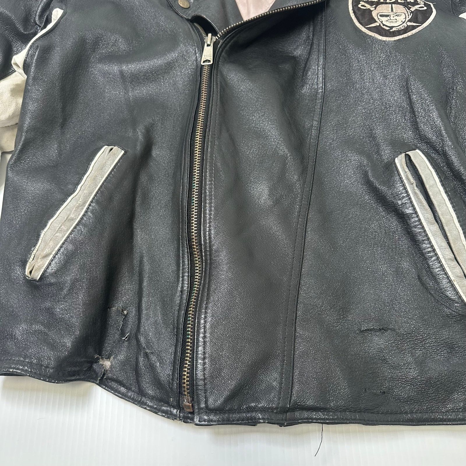 Pro Player Vintage Pro Player Oakland Raiders Leather Moto NFL Jacket M Size US M / EU 48-50 / 2 - 10 Thumbnail