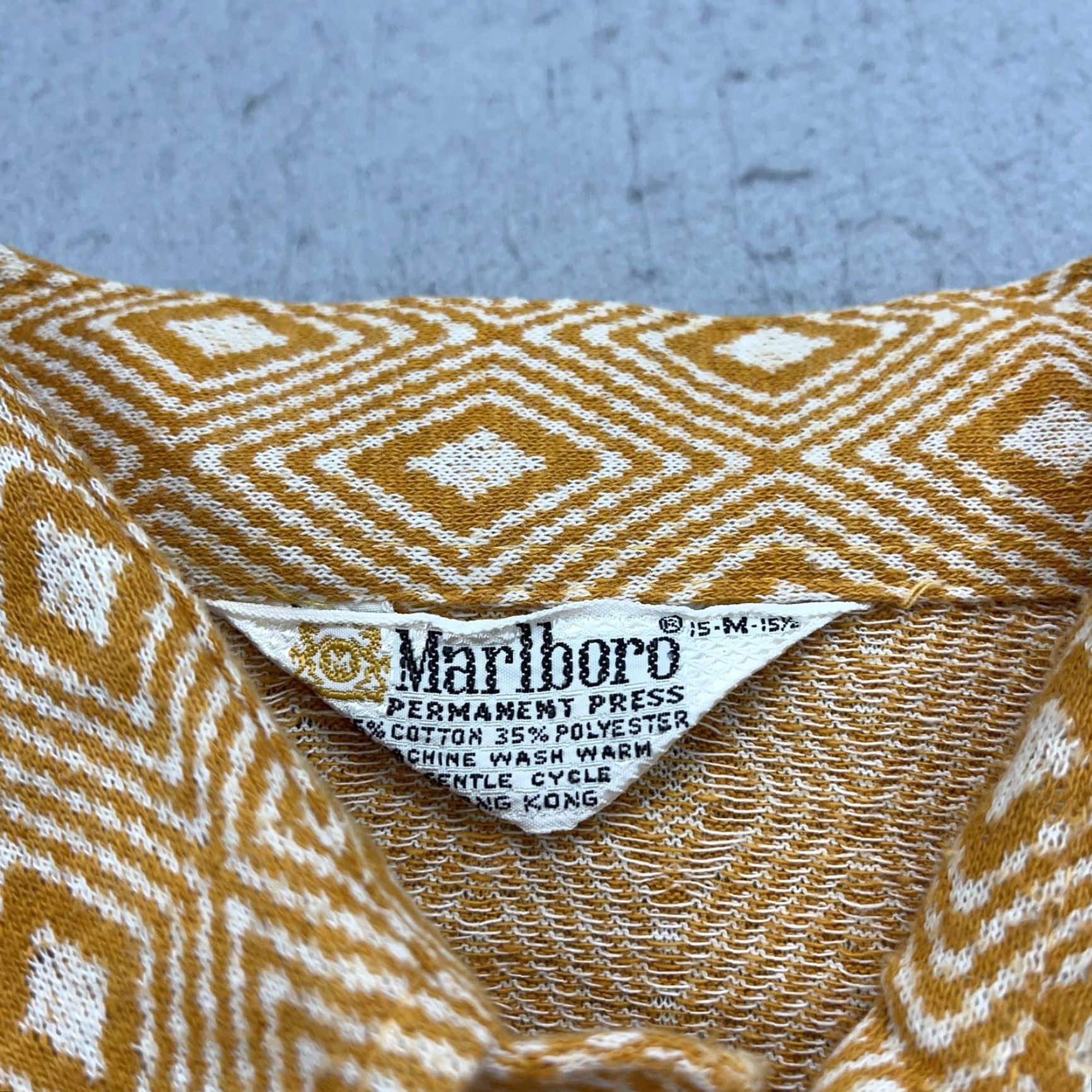 Marlboro VINTAGE Marlboro Shirt Mens Medium Orange Geometric Permanent Press Disco 70s Size US M / EU 48-50 / 2 - 5 Thumbnail