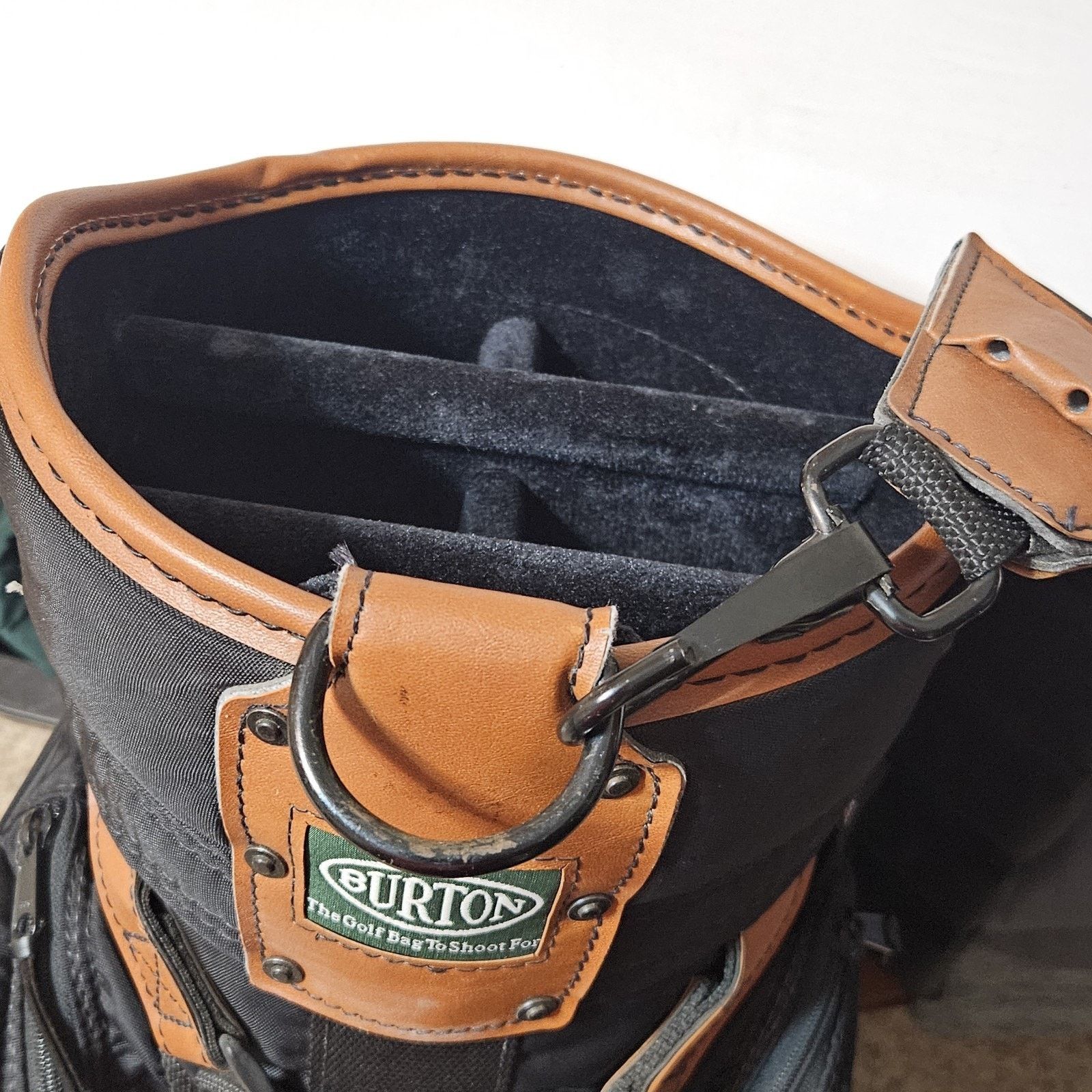 Burton VTG Burton Golf Bag 6 Way Black Brown Leather Trim Size ONE SIZE - 9 Thumbnail