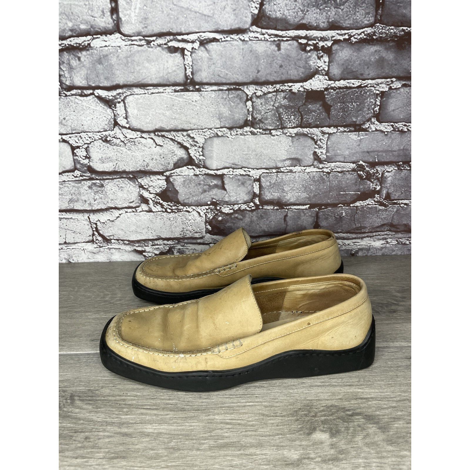 Other Duccio Del Duca Tan Leather Square Toe Wedge Designer Loafer Size US 8.5 / IT 38.5 - 16 Thumbnail