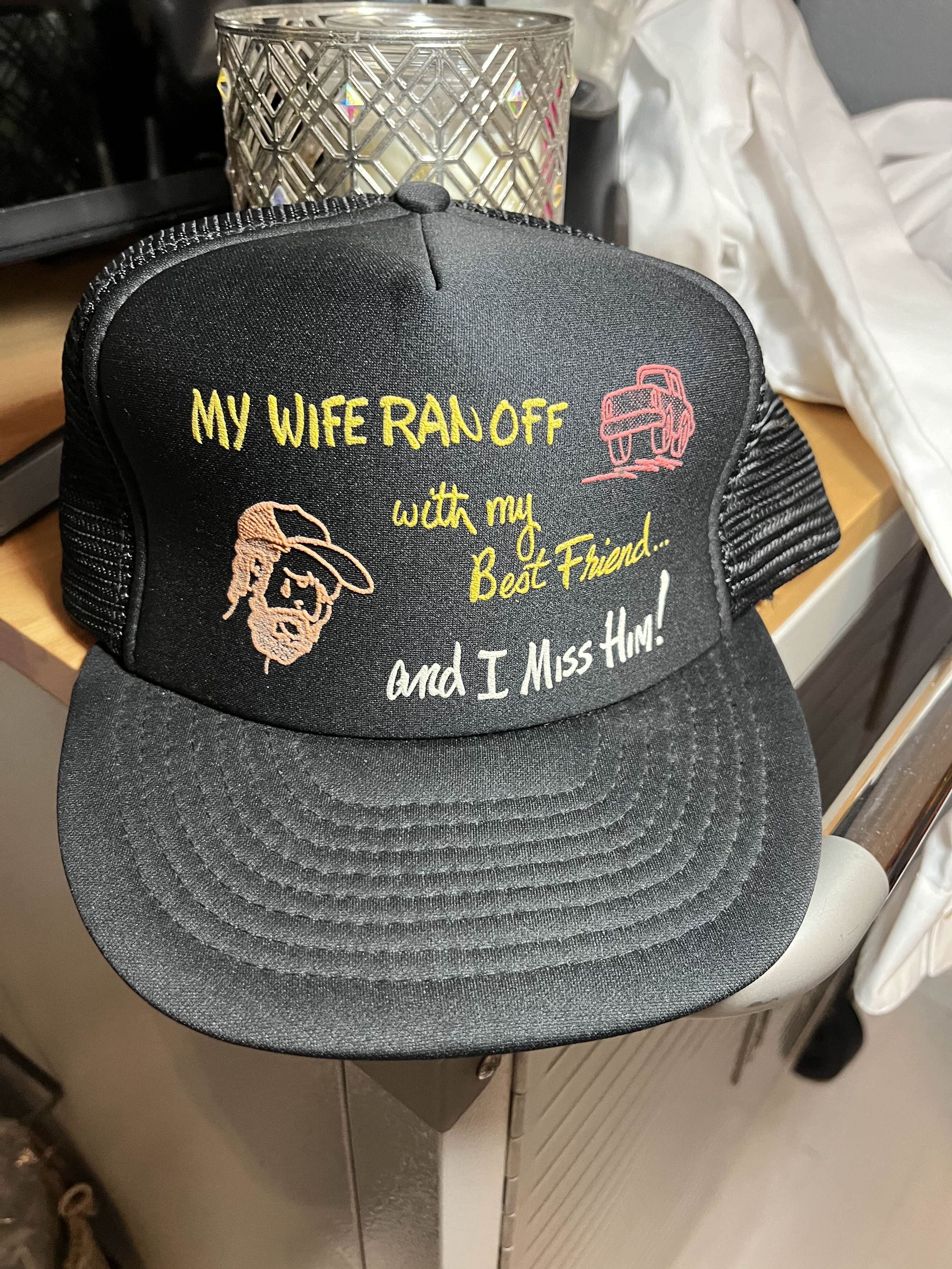Otto 90s My Wife Ran Off With My Best Friend Funny Trucker Hat Size ONE SIZE - 1 Thumbnail