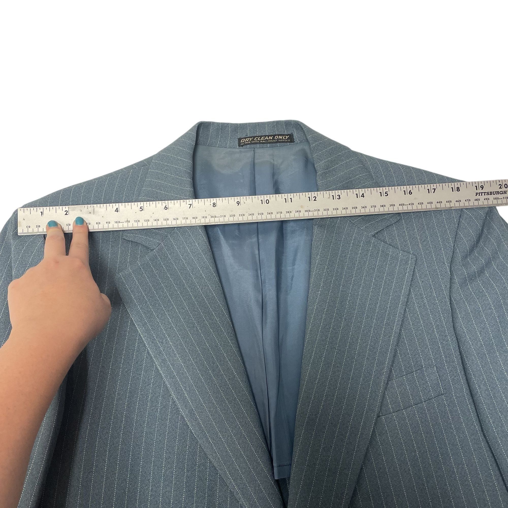 Other Vtg Rodneys Blue MOD Sport Coat CHALK STRIPE Disco Jacket Size 42R - 7 Thumbnail