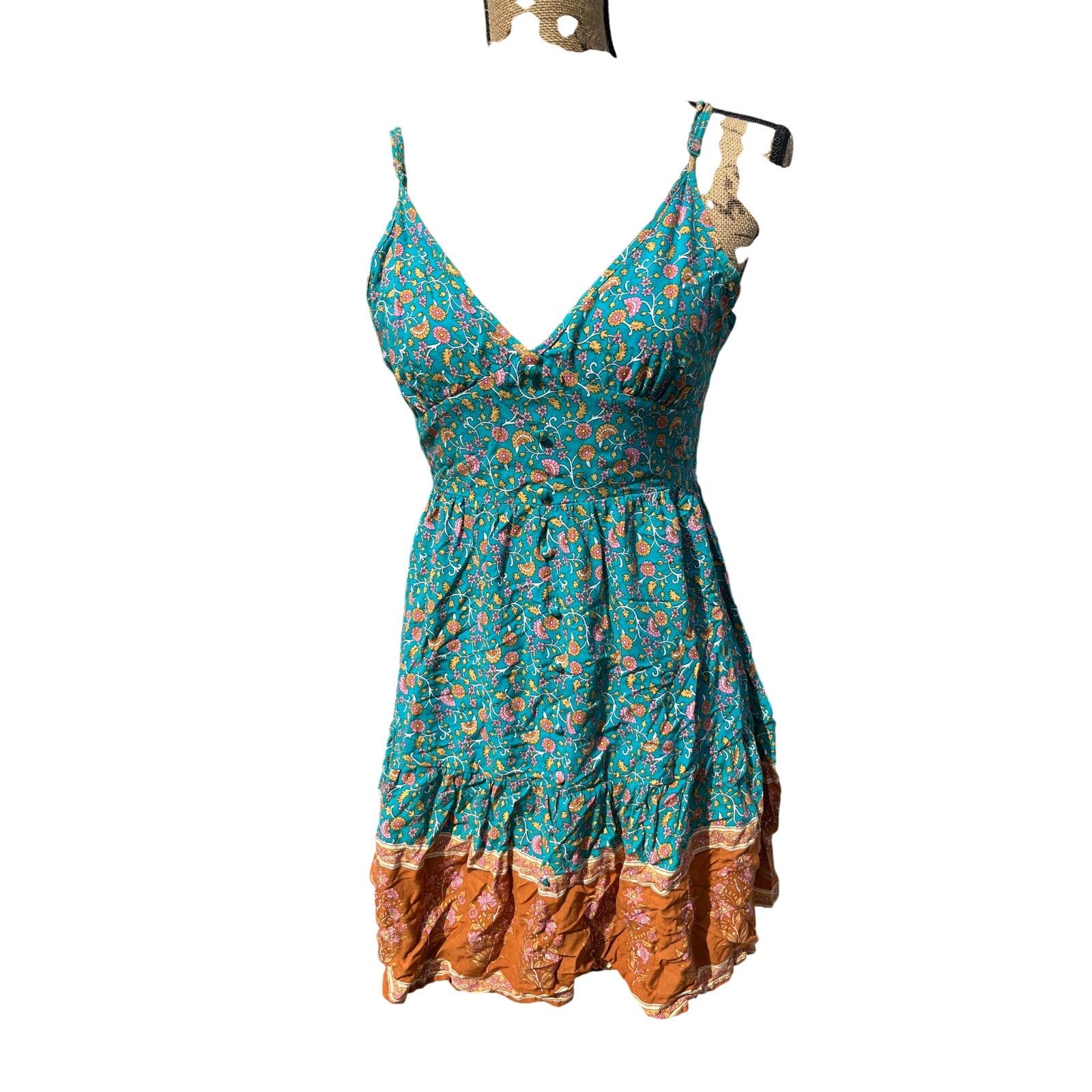 Shein Stylish SHEIN V-Neck Ditsy Floral Tie Back Rayon Dress S Size S / US 4 / IT 40 - 1 Thumbnail