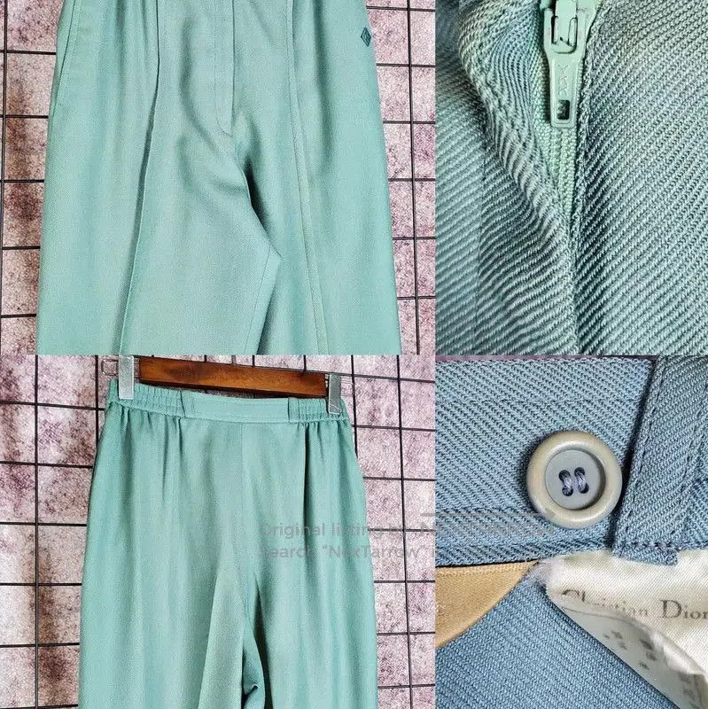 Dior Dior Spring Autumn Green Wool Embroidered Pants . Size 22" - 2 Thumbnail